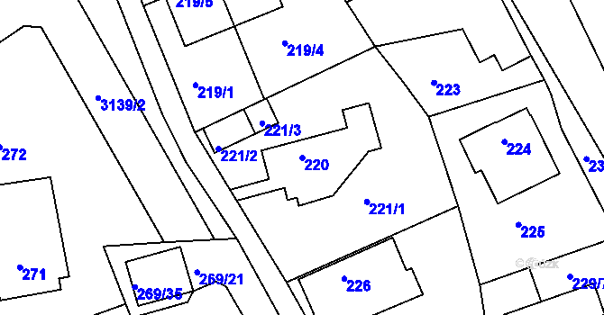 Parcela st. 220 v KÚ Krč, Katastrální mapa