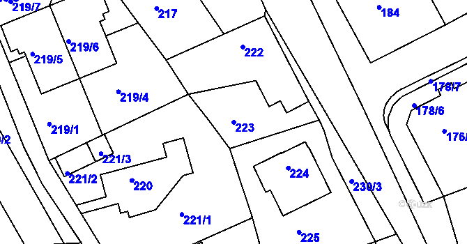 Parcela st. 223 v KÚ Krč, Katastrální mapa