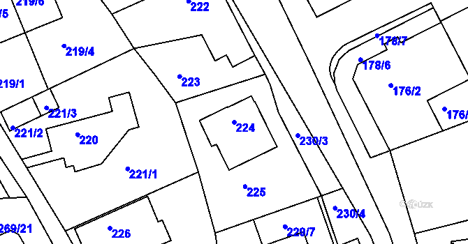 Parcela st. 224 v KÚ Krč, Katastrální mapa