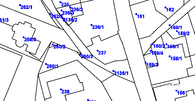 Parcela st. 237 v KÚ Krč, Katastrální mapa