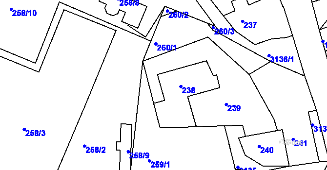 Parcela st. 238 v KÚ Krč, Katastrální mapa
