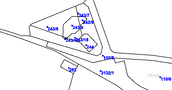 Parcela st. 244 v KÚ Krč, Katastrální mapa