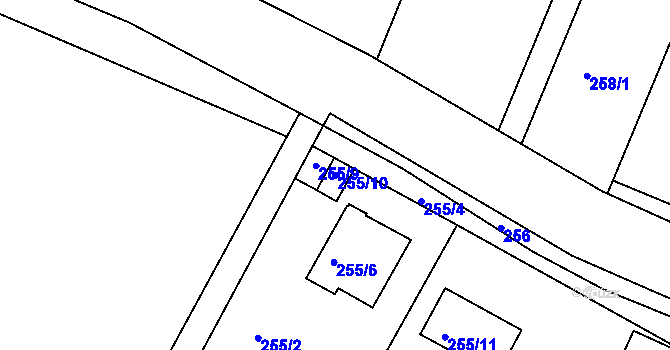 Parcela st. 255/10 v KÚ Krč, Katastrální mapa
