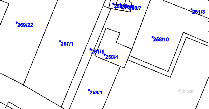Parcela st. 258/4 v KÚ Krč, Katastrální mapa