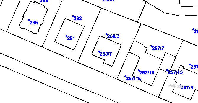 Parcela st. 268/7 v KÚ Krč, Katastrální mapa