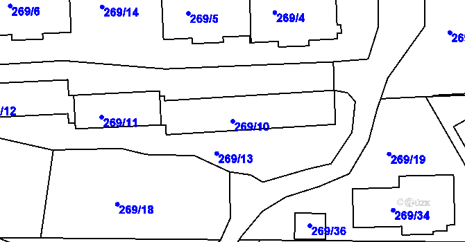 Parcela st. 269/10 v KÚ Krč, Katastrální mapa