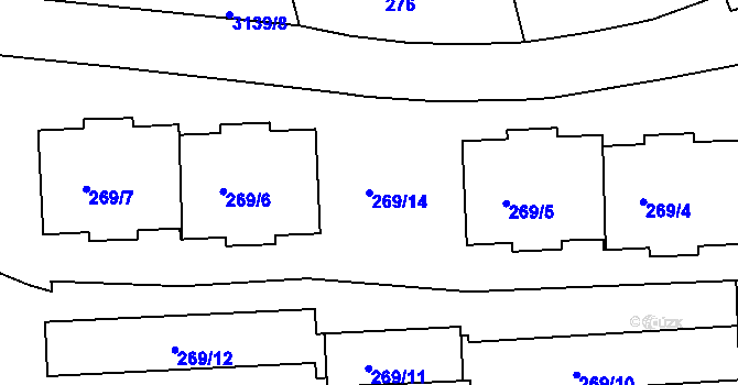 Parcela st. 269/14 v KÚ Krč, Katastrální mapa