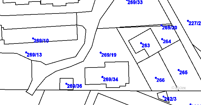 Parcela st. 269/19 v KÚ Krč, Katastrální mapa