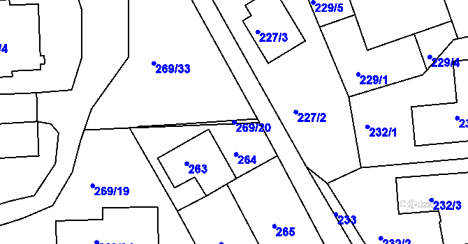 Parcela st. 269/20 v KÚ Krč, Katastrální mapa