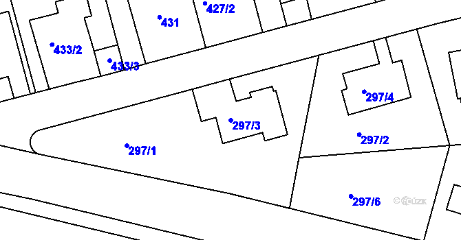 Parcela st. 297/3 v KÚ Krč, Katastrální mapa