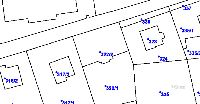 Parcela st. 322/2 v KÚ Krč, Katastrální mapa