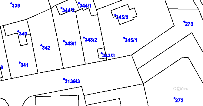 Parcela st. 343/3 v KÚ Krč, Katastrální mapa