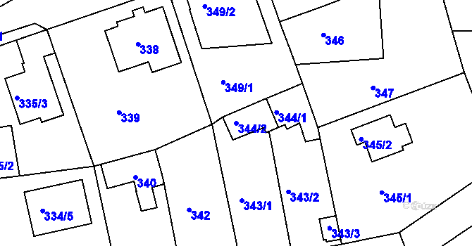 Parcela st. 344/2 v KÚ Krč, Katastrální mapa