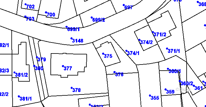 Parcela st. 375 v KÚ Krč, Katastrální mapa