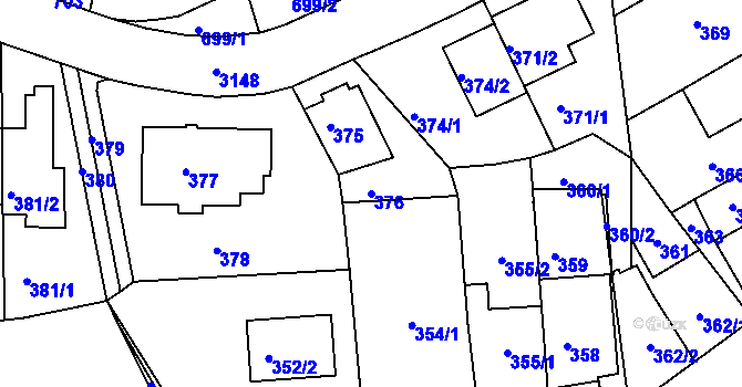 Parcela st. 376 v KÚ Krč, Katastrální mapa