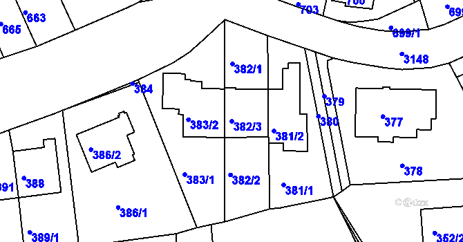 Parcela st. 382/3 v KÚ Krč, Katastrální mapa
