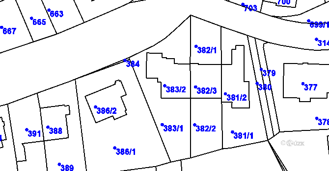 Parcela st. 383/2 v KÚ Krč, Katastrální mapa