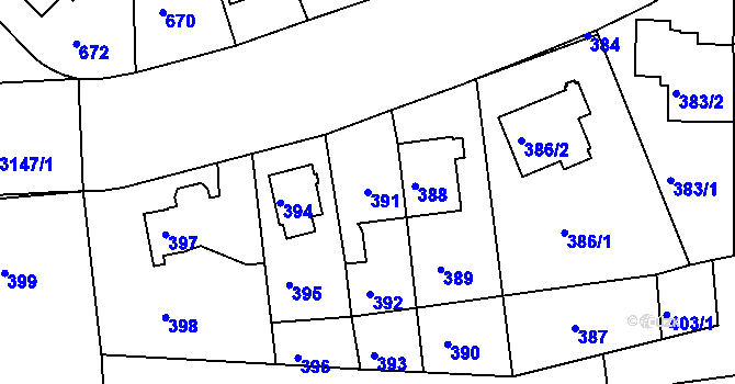 Parcela st. 391 v KÚ Krč, Katastrální mapa