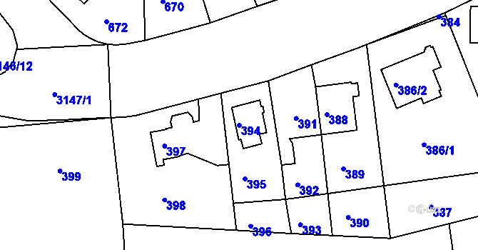 Parcela st. 394 v KÚ Krč, Katastrální mapa
