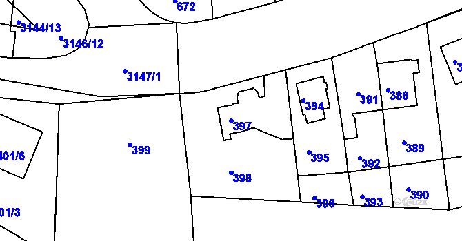 Parcela st. 397 v KÚ Krč, Katastrální mapa