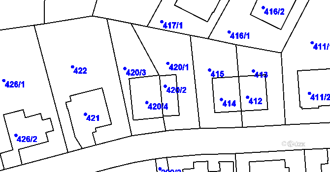 Parcela st. 420/2 v KÚ Krč, Katastrální mapa