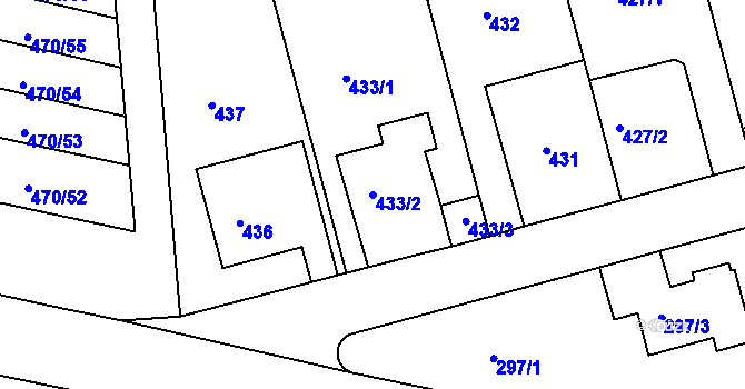 Parcela st. 433/2 v KÚ Krč, Katastrální mapa
