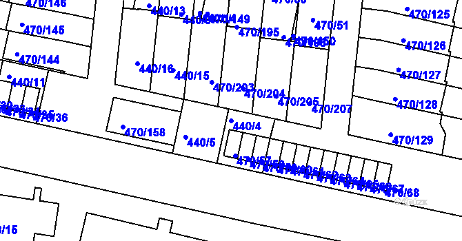 Parcela st. 440/4 v KÚ Krč, Katastrální mapa