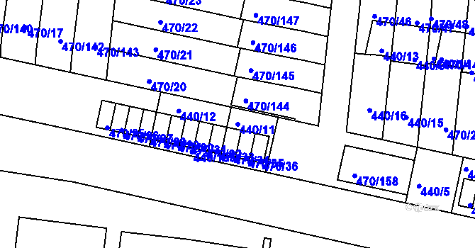 Parcela st. 440/11 v KÚ Krč, Katastrální mapa