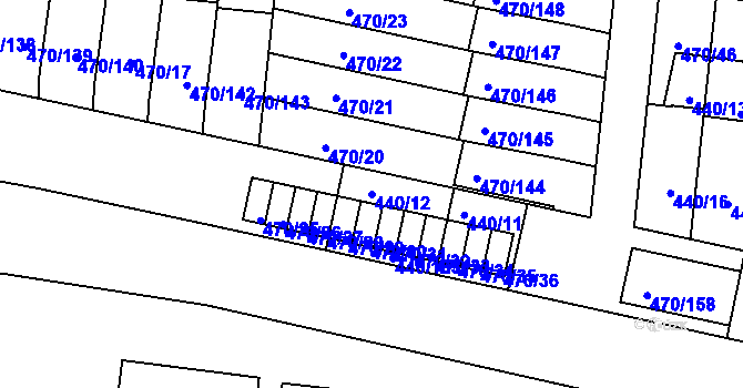 Parcela st. 440/12 v KÚ Krč, Katastrální mapa