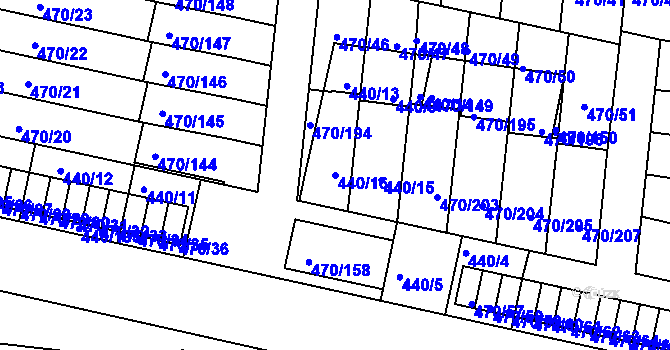 Parcela st. 440/16 v KÚ Krč, Katastrální mapa