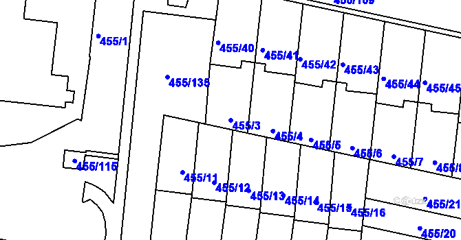 Parcela st. 455/3 v KÚ Krč, Katastrální mapa