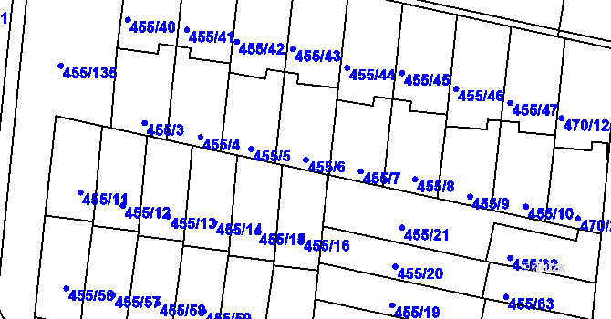Parcela st. 455/6 v KÚ Krč, Katastrální mapa