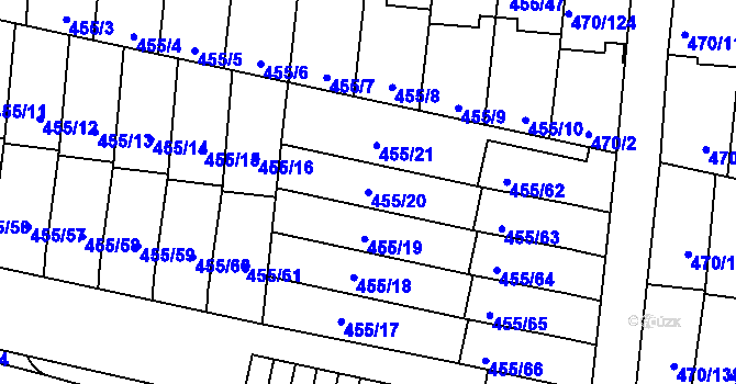 Parcela st. 455/20 v KÚ Krč, Katastrální mapa