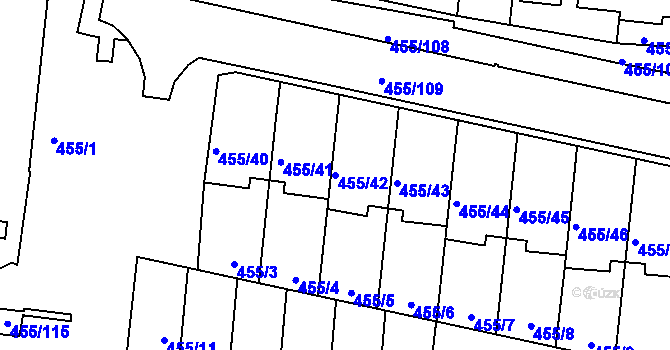Parcela st. 455/42 v KÚ Krč, Katastrální mapa