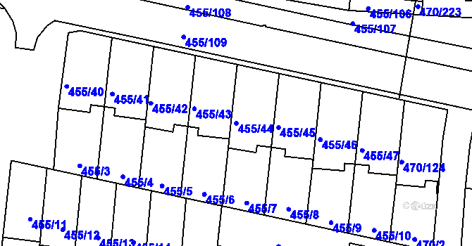 Parcela st. 455/44 v KÚ Krč, Katastrální mapa