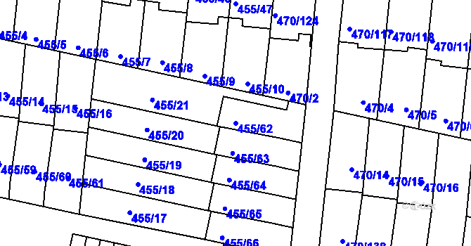 Parcela st. 455/62 v KÚ Krč, Katastrální mapa