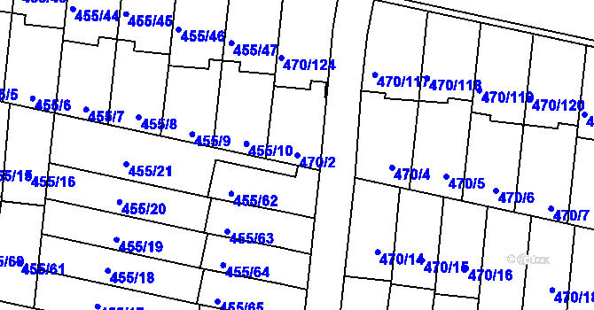 Parcela st. 470/2 v KÚ Krč, Katastrální mapa