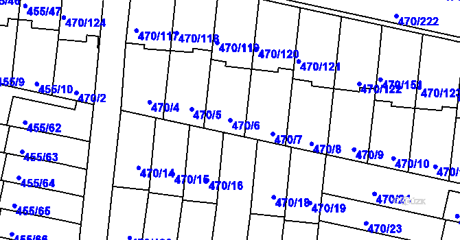 Parcela st. 470/6 v KÚ Krč, Katastrální mapa