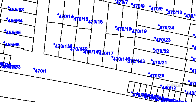 Parcela st. 470/17 v KÚ Krč, Katastrální mapa