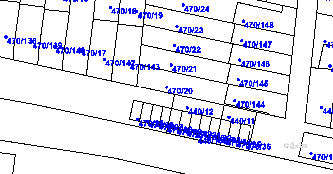 Parcela st. 470/20 v KÚ Krč, Katastrální mapa