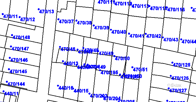 Parcela st. 470/49 v KÚ Krč, Katastrální mapa