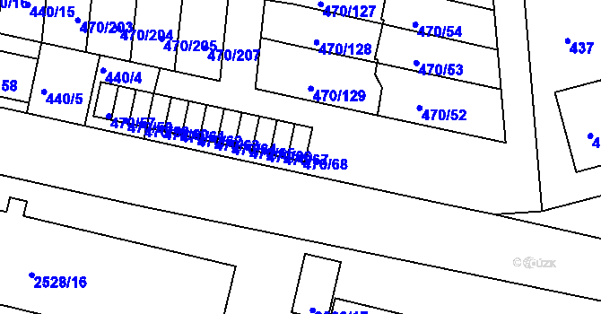 Parcela st. 470/68 v KÚ Krč, Katastrální mapa