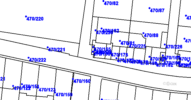 Parcela st. 470/69 v KÚ Krč, Katastrální mapa