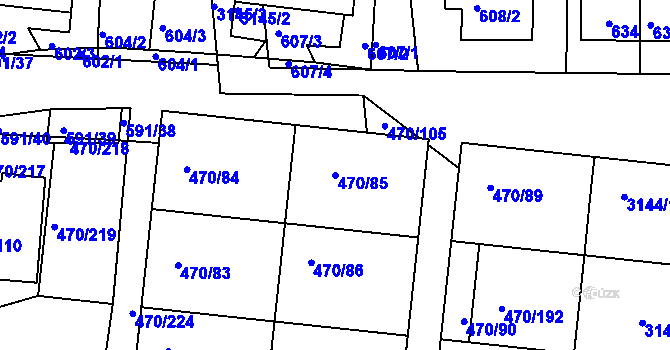 Parcela st. 470/85 v KÚ Krč, Katastrální mapa