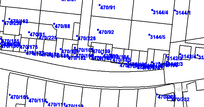 Parcela st. 470/93 v KÚ Krč, Katastrální mapa