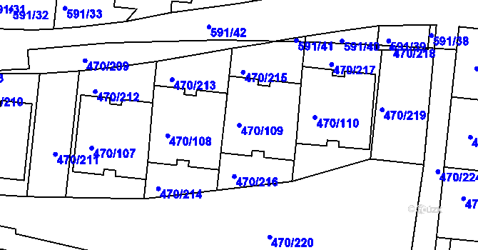 Parcela st. 470/109 v KÚ Krč, Katastrální mapa