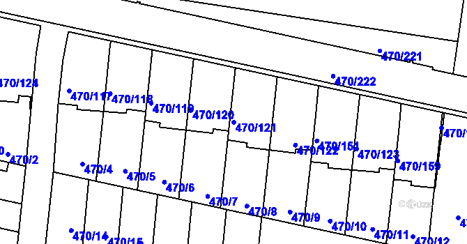 Parcela st. 470/121 v KÚ Krč, Katastrální mapa
