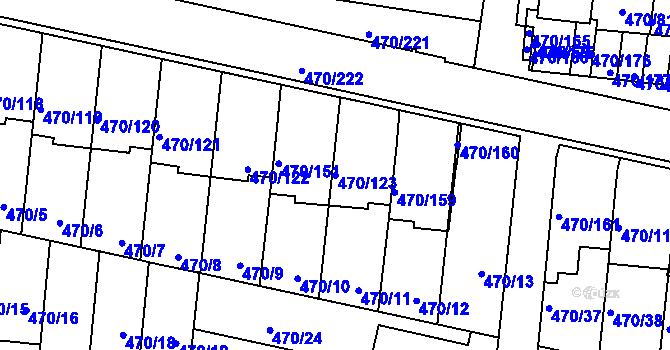 Parcela st. 470/123 v KÚ Krč, Katastrální mapa