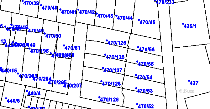Parcela st. 470/126 v KÚ Krč, Katastrální mapa