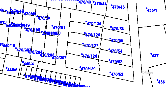 Parcela st. 470/127 v KÚ Krč, Katastrální mapa